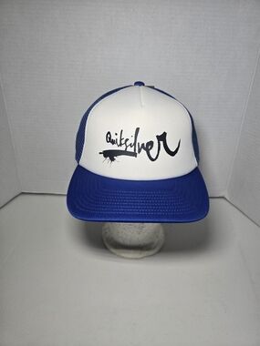 Quiksilver White and Royal Blue Mesh Snapback Cap
